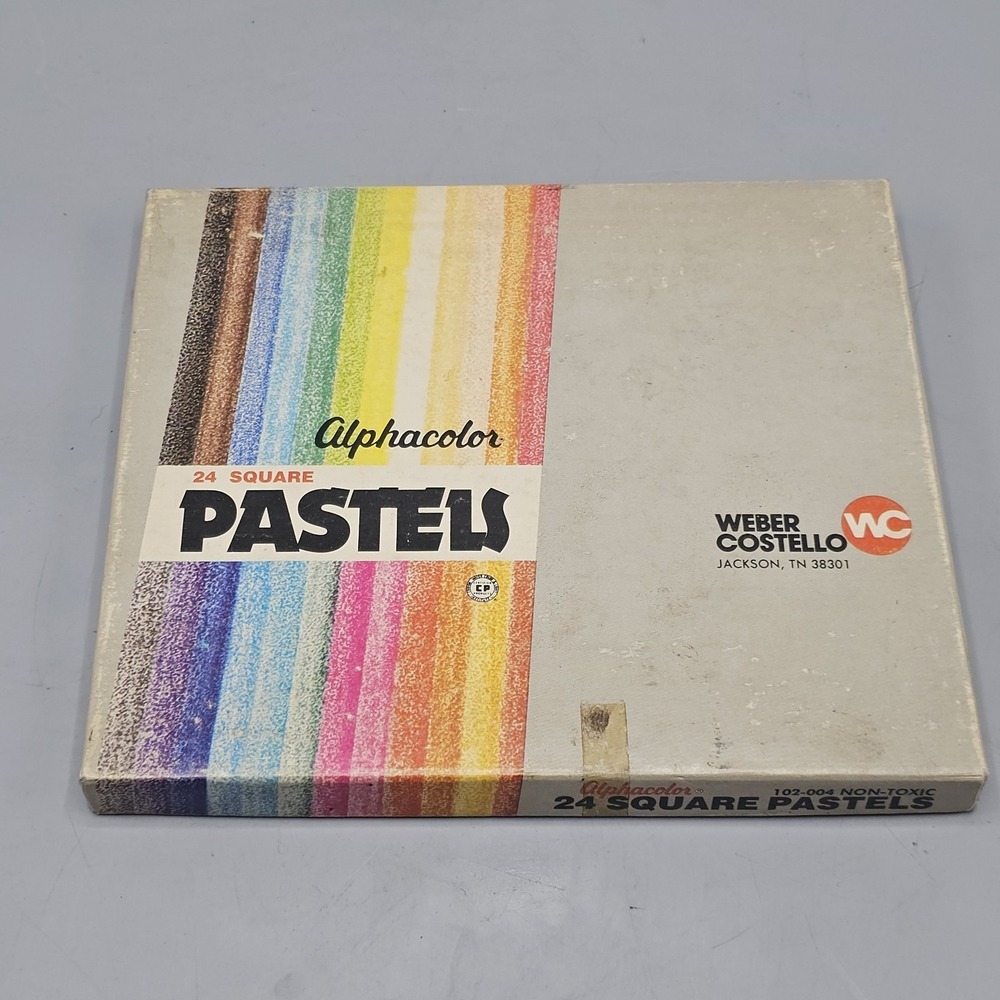 Vintage Chalk Set of 24 Alphacolor Non-Toxic Square Pastels Weber Costello